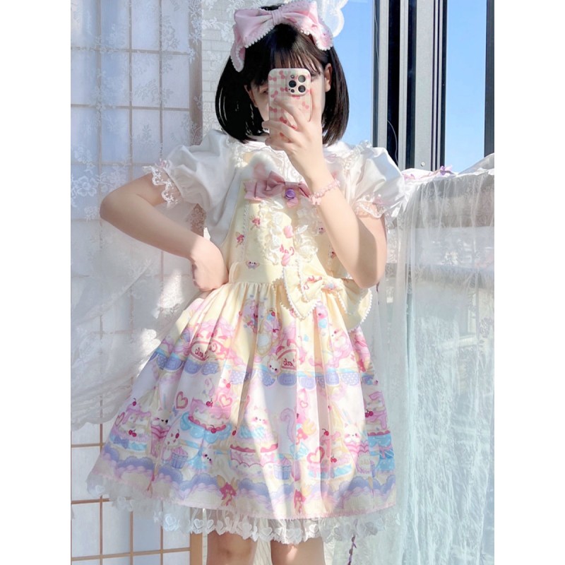 Sweet Lolita Dress Polyester Sleeveless Jumper Dress