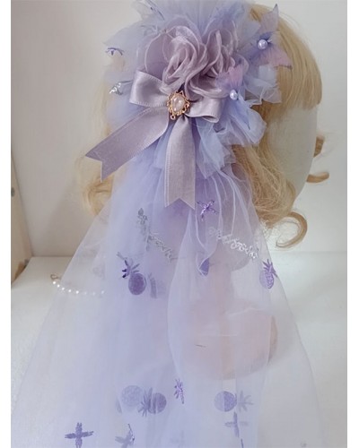 Lolita Purple Bows Ruffles Flowers Polyester Headwear Miscellaneous Accessories Sweet ROCOCO Daily Casual Tea Party