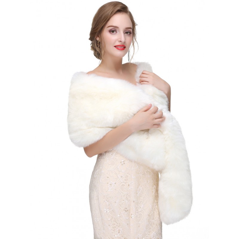 Faux Fur Wedding Wrap Shawl Bridal Warm Cover Ups Spring Fall Winter