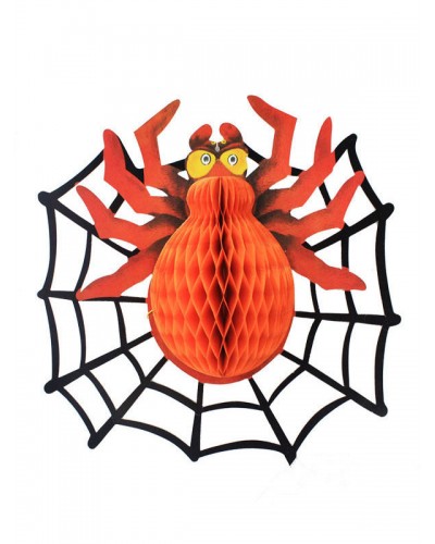 Unisex Halloween Wall Decorations Orange Paper Spider Holiday Props