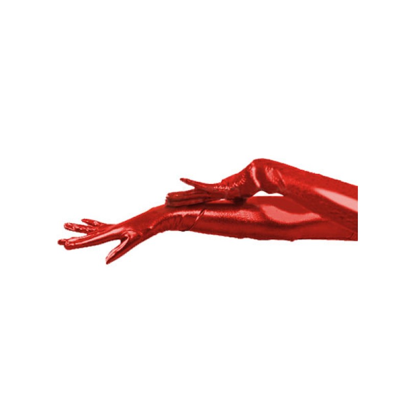 Unisex Halloween Shiny Metallic Red Long Shoulder Length Gloves Halloween