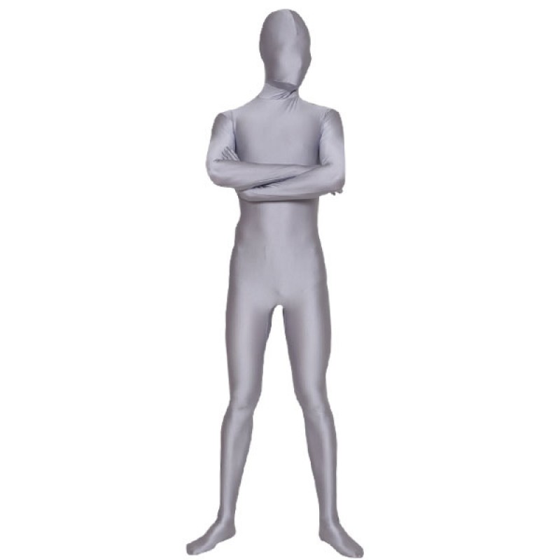 Morph Suit Silver Gray Lycra Spandex Fabric Zentai Suit Unisex Full Body Suit Bodysuit