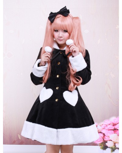 Black Wool Girls Lolita Overcoat