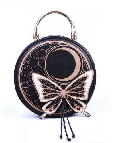 Navy Lolita PU Leather Butterfly Pattern Lolita Accessories Handbag Daily Casual Tea Party