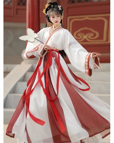 Chinese Style Lolita Outfits Red Floral Print Long Sleeves Skirt Overcoat Chinese Style