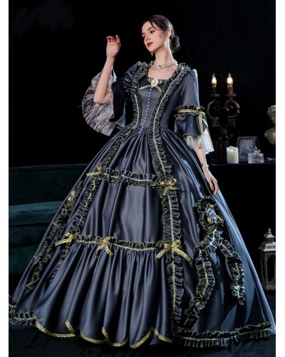 Black Gold Retro Costumes Dress For Women Marie Antoinette Costume Euro Style Party Dress Euro-Style Christmas Halloween Holiday Graduation Prom