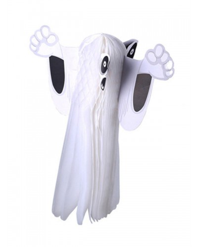 Unisex Halloween Wall Decorations White Paper Ghost Scary Props