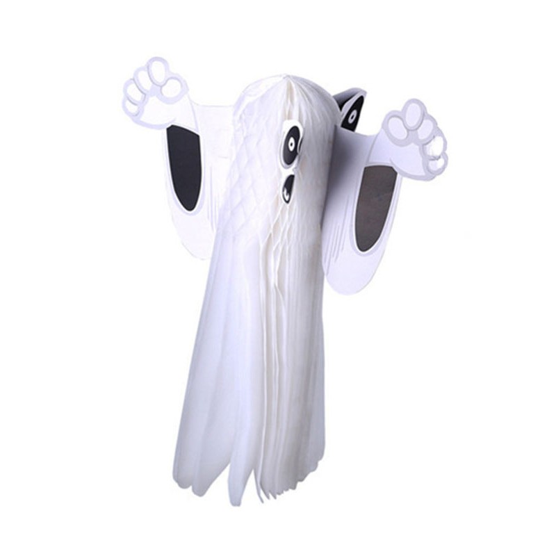 Unisex Halloween Wall Decorations White Paper Ghost Scary Props