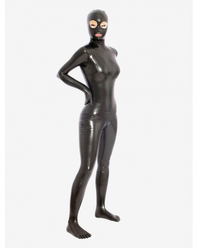 Unisex Black Latex Catsuit For Halloween Gimp Suit