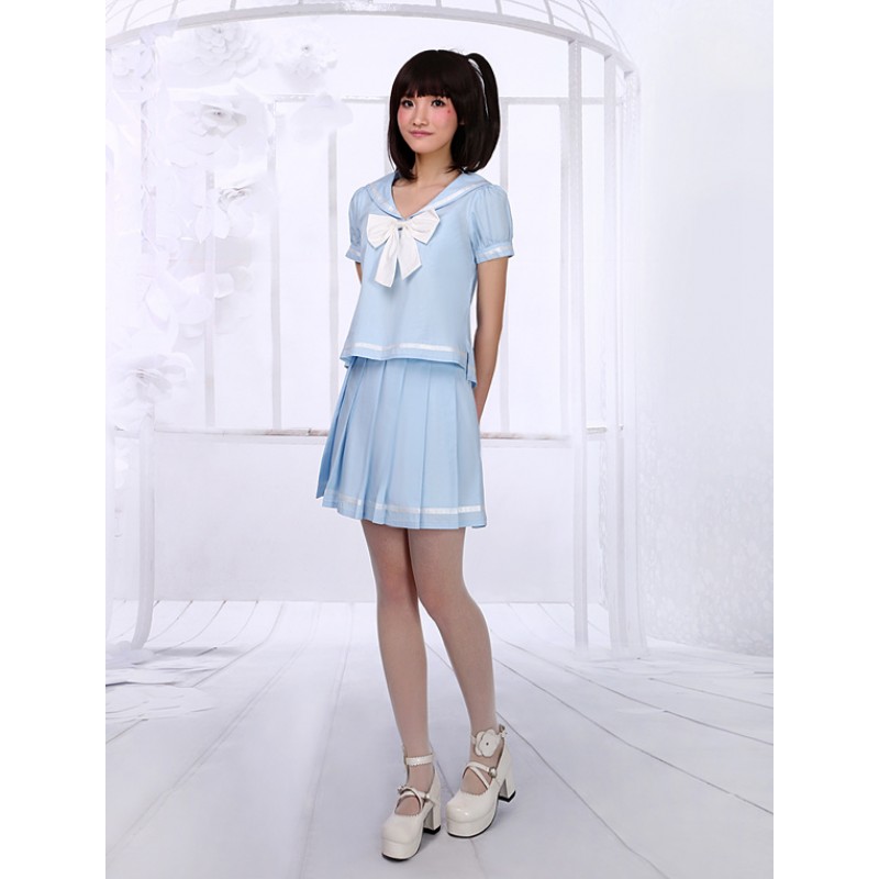 Light Blue Lolita Skirt Sailor Style Summer Daily Casual