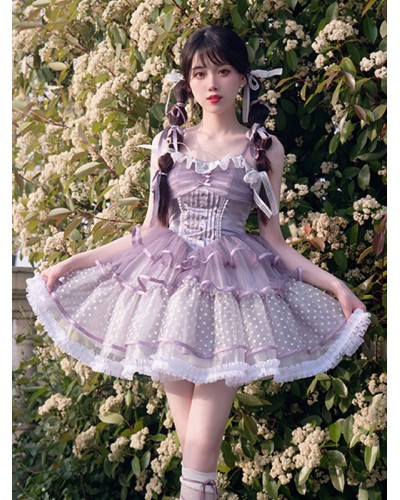 Sweet Lolita Dress Polyester Sleeveless Sweet Jumper Dress