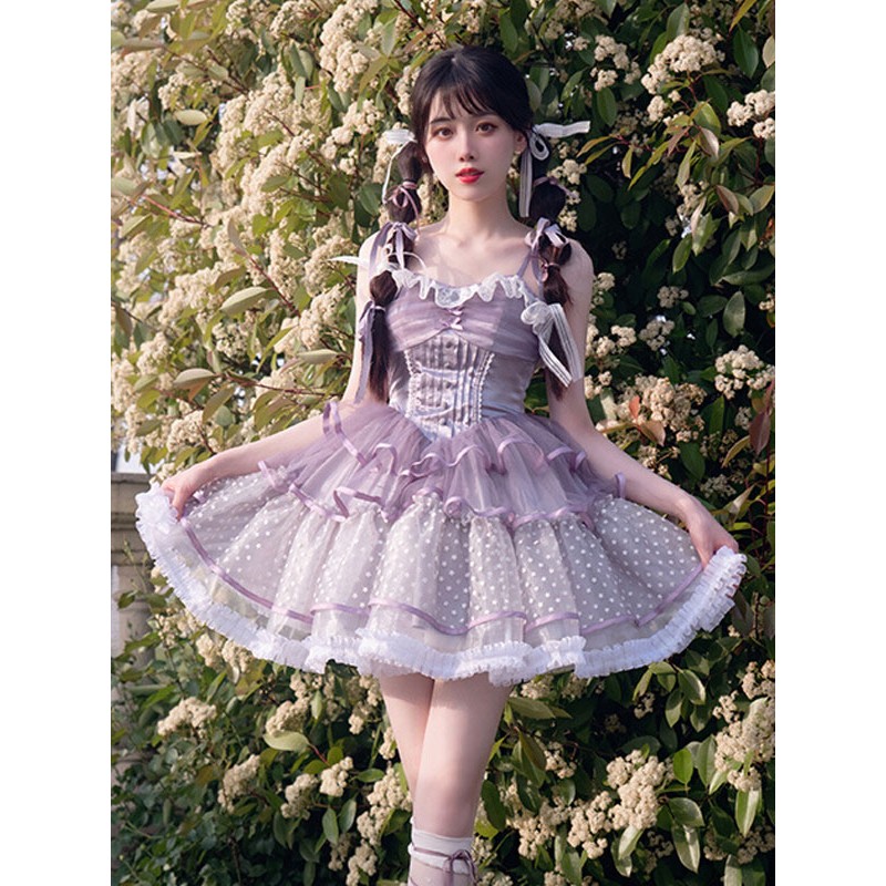 Sweet Lolita Dress Polyester Sleeveless Sweet Jumper Dress