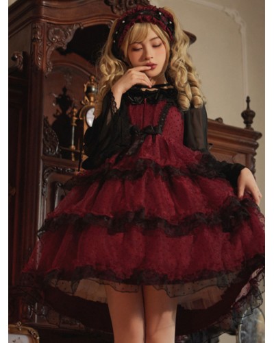 Gothic Lolita Dresses Ruffles Bows Burgundy Burgundy