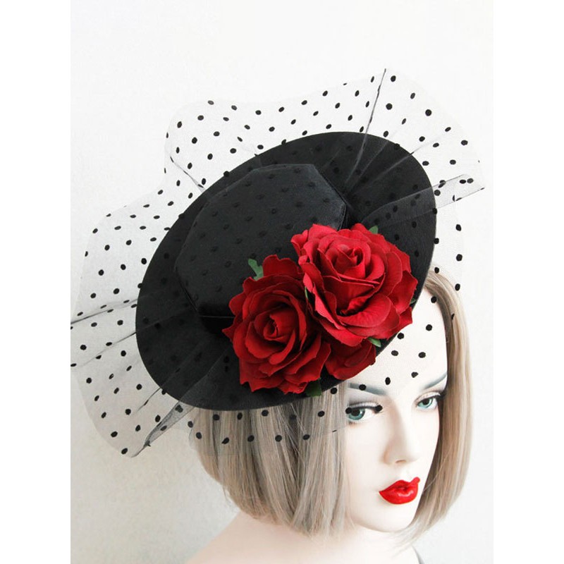 Gothic Lolita Headdress Flower Corduroy Black Lolita Veil