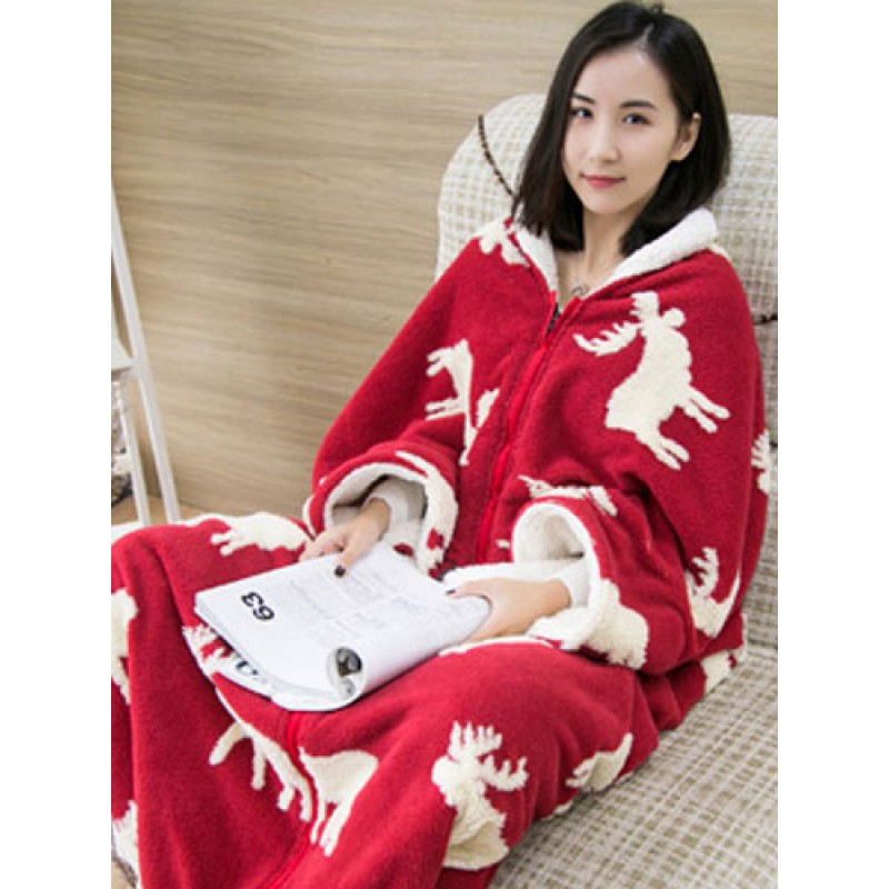 Onesie Snuggie Pajamas Christmas Sleeved Blanket Winter Sleepwear For Adult Costume Halloween Onesie Pajamas Daily Casual