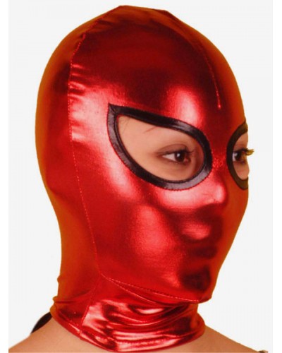 Unisex Halloween Red And Black Open Eye Shiny Metallic Hood Halloween