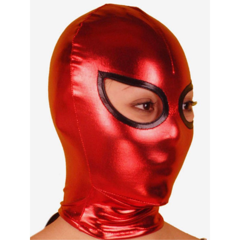 Unisex Halloween Red And Black Open Eye Shiny Metallic Hood Halloween