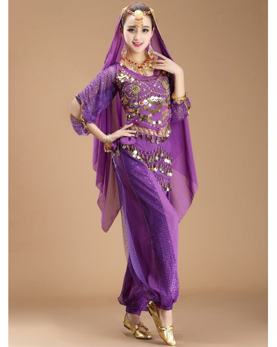 Belly Dance Costume Purple Sexy Bollywood Dance Dress For Women Performance