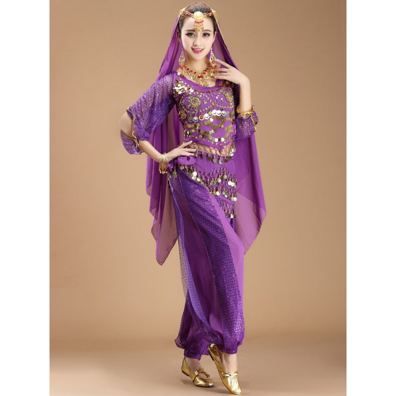 Belly Dance Costume Purple Sexy Bollywood Dance Dress For Women Performance