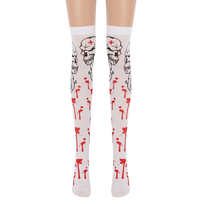 Women Saloon Stockings Skull Knee High Socks Carnival Cosplay Costume Accessories Pantyhose  Tights