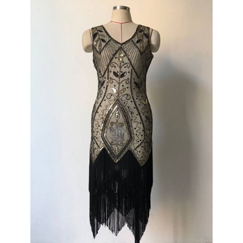 Women‘s Flapper Dress 1920s Great Gatsby Sequins Fringe Dress Vintage 20s Party Dress Halloween