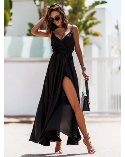 Women Dress Jewel Neck Sleeveless Sexy Sash Floor Length Dress Maxi Summer