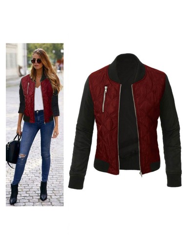 Women Bomber Jacket Stand Collar Quilted Jackets Chic  Modern Fall Winter