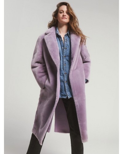 Women Faux Fur Coats Long Sleeves Casual Turndown Collar Lavender Coat Faux Fur Coat Fall Winter Street Wear Daily Casual