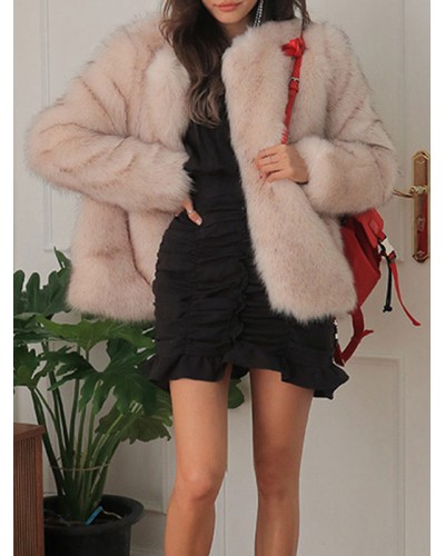 Women Faux Fur Coats Short Outerwear Sexy Casual Winter Field Dating