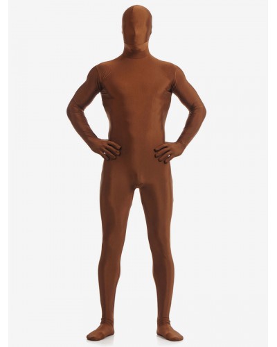 Coffee Brown Zentai Suit Adults Morph Suit Full Body Lycra Spandex Bodysuit For Men