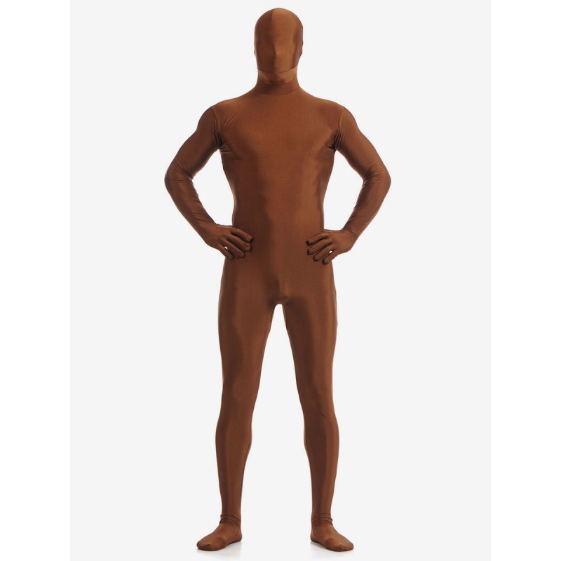 Coffee Brown Zentai Suit Adults Morph Suit Full Body Lycra Spandex Bodysuit For Men