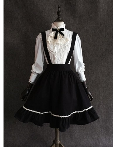 Classic Lolita SK Little Devil Chiffon Frill Black Lolita Skirt Daily Casual