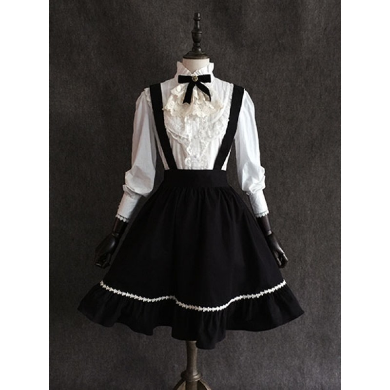 Classic Lolita SK Little Devil Chiffon Frill Black Lolita Skirt Daily Casual