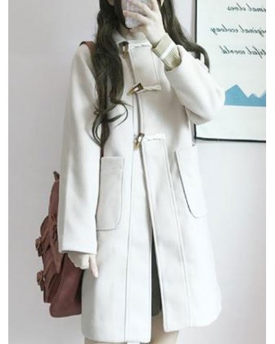 Classic Lolita Coats Ecru White Grommets Overcoat Synthetic Winter Lolita Outwears Classic  Traditional Tea Party