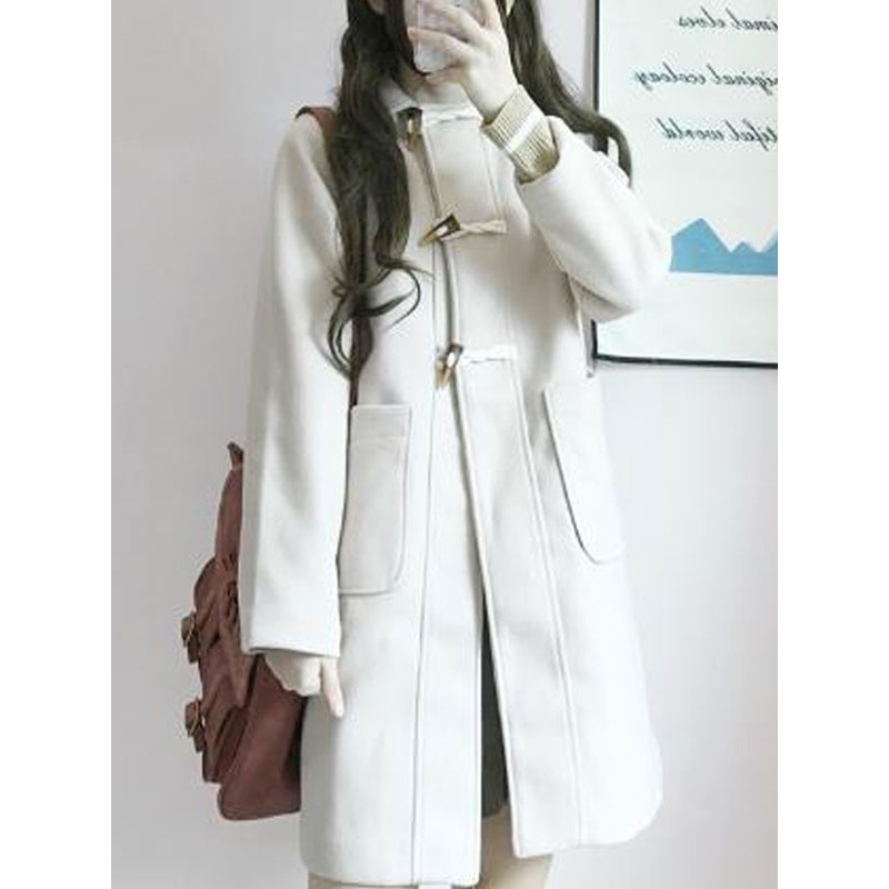 Classic Lolita Coats Ecru White Grommets Overcoat Synthetic Winter Lolita Outwears Classic  Traditional Tea Party