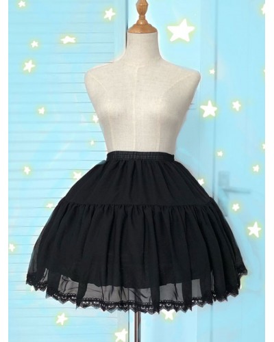 Chiffon Lolita Petticoat Lace Ruffle Boned Lolita Petticoat Skirt Bottoms Daily Casual Tea Party