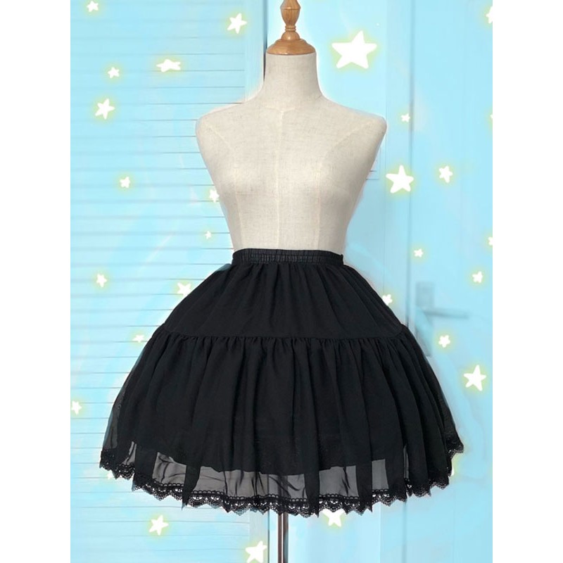 Chiffon Lolita Petticoat Lace Ruffle Boned Lolita Petticoat Skirt Bottoms Daily Casual Tea Party