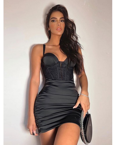 Women Corset Dresses Black Sweetheart Neck Sleeveless Bodycon Dress Sexy Summer