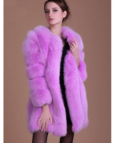 Faux Fur Coat Purple Winter Outerwear For Women 2023 Classic  Traditional Casual