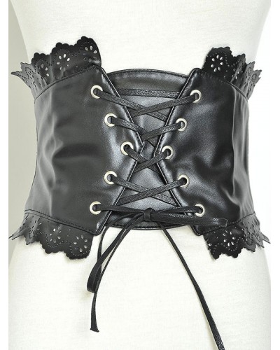 Black Lolita Bustier Lace Up Grommet Frill Lolita Corset