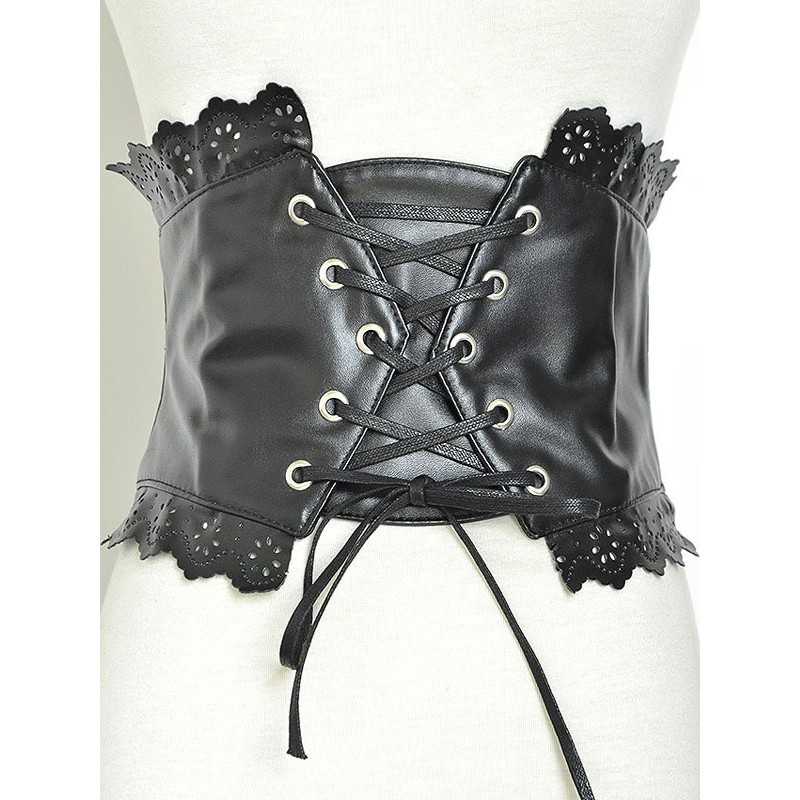 Black Lolita Bustier Lace Up Grommet Frill Lolita Corset