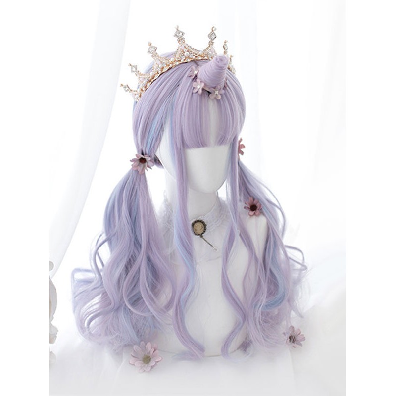 Style Lolita Wig Long Tousled Heat-resistant Fiber Lavender Lolita Accessories Sweet Harajuku Fashion ROCOCO Daily Casual Tea Party