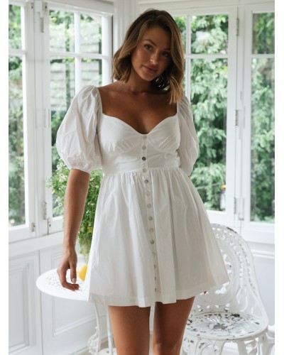 Dress Sweetheart Neck Lace Up Backless White Extra Short Beach Dress Summer Dating Resort Wear