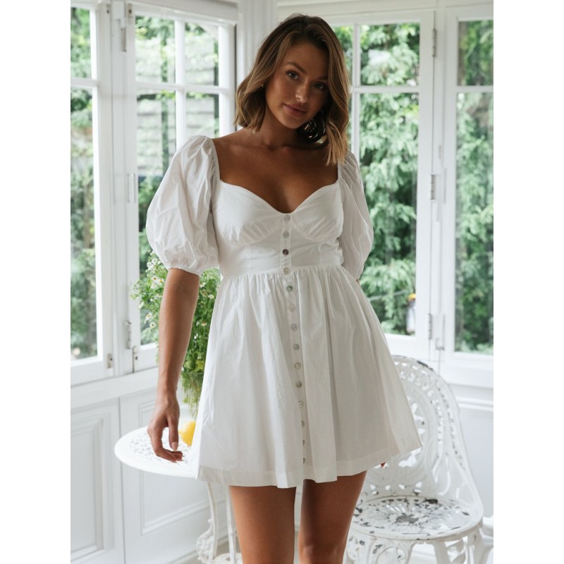 Dress Sweetheart Neck Lace Up Backless White Extra Short Beach Dress Summer Dating Resort Wear