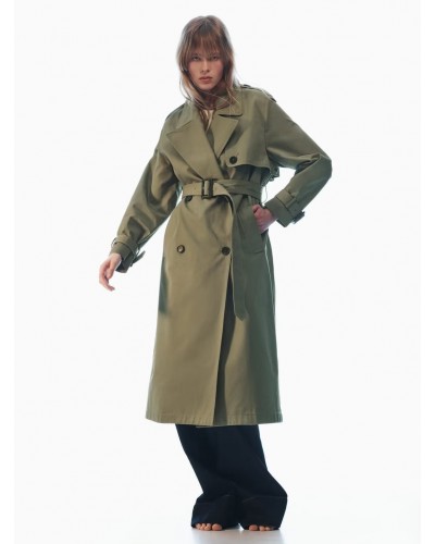 Women Trench Coat Turndown Collar Long Sleeves Outerwear Trench Coats Spring Fall Street Wear Daily Casual