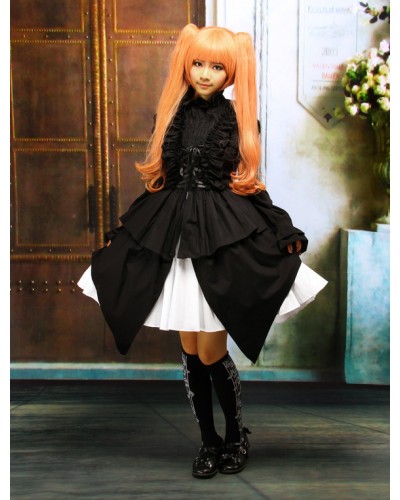 Cotton Black Halter Sleeveless Gothic Punk Lolita Dress