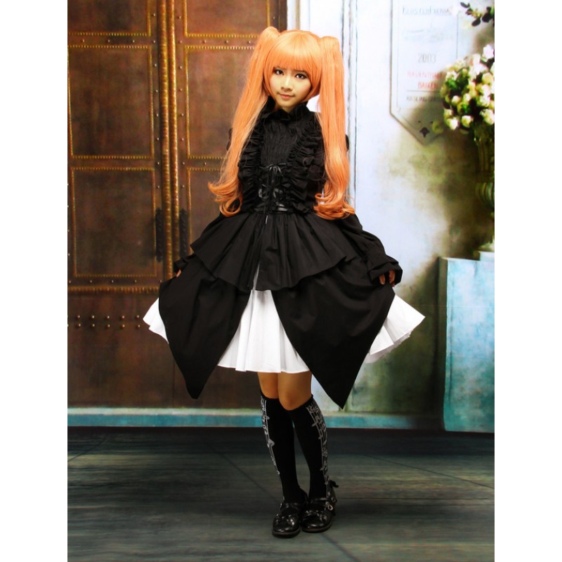 Cotton Black Halter Sleeveless Gothic Punk Lolita Dress