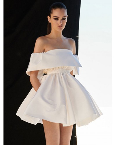 Women Short Party Dresses White Off The Shoulder Semi Formal Mini Dress Sexy Spring Summer