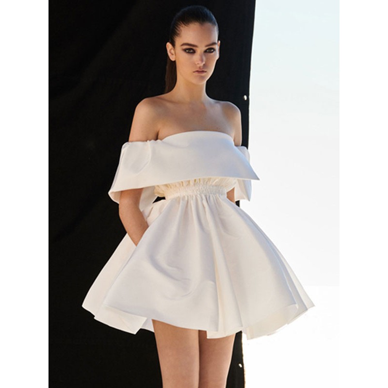 Women Short Party Dresses White Off The Shoulder Semi Formal Mini Dress Sexy Spring Summer