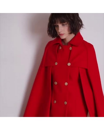 Women Red Poncho Oversized Cape Coat Winter Outerwear 2023 Poncho  Cape